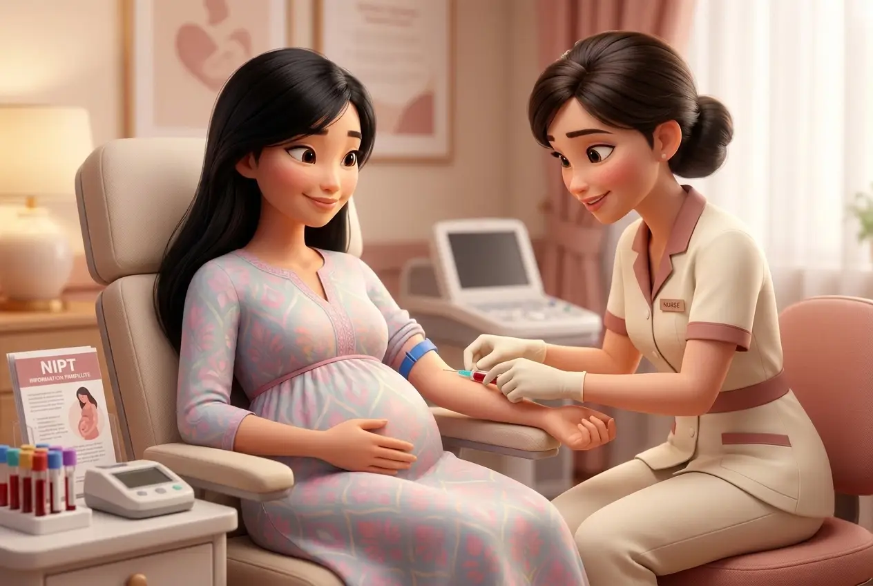 Mẹ bầu lấy máu làm NIPT, nhẹ nhàng an tâm