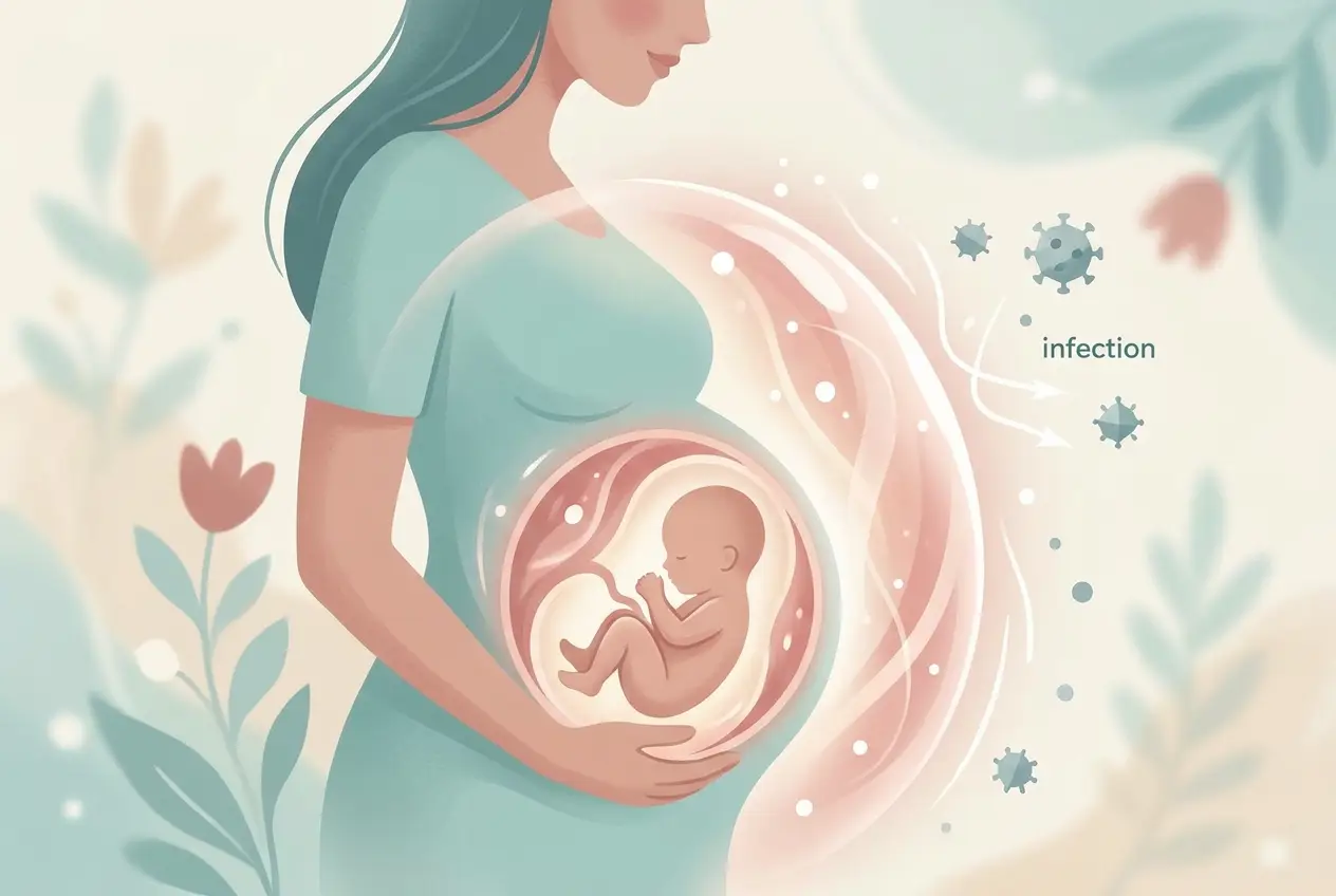 Minh họa hàng rào miễn dịch bảo vệ thai khỏi nhiễm trùng